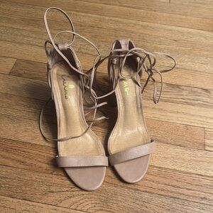 Lulu's Nude Lace-Up Heels
